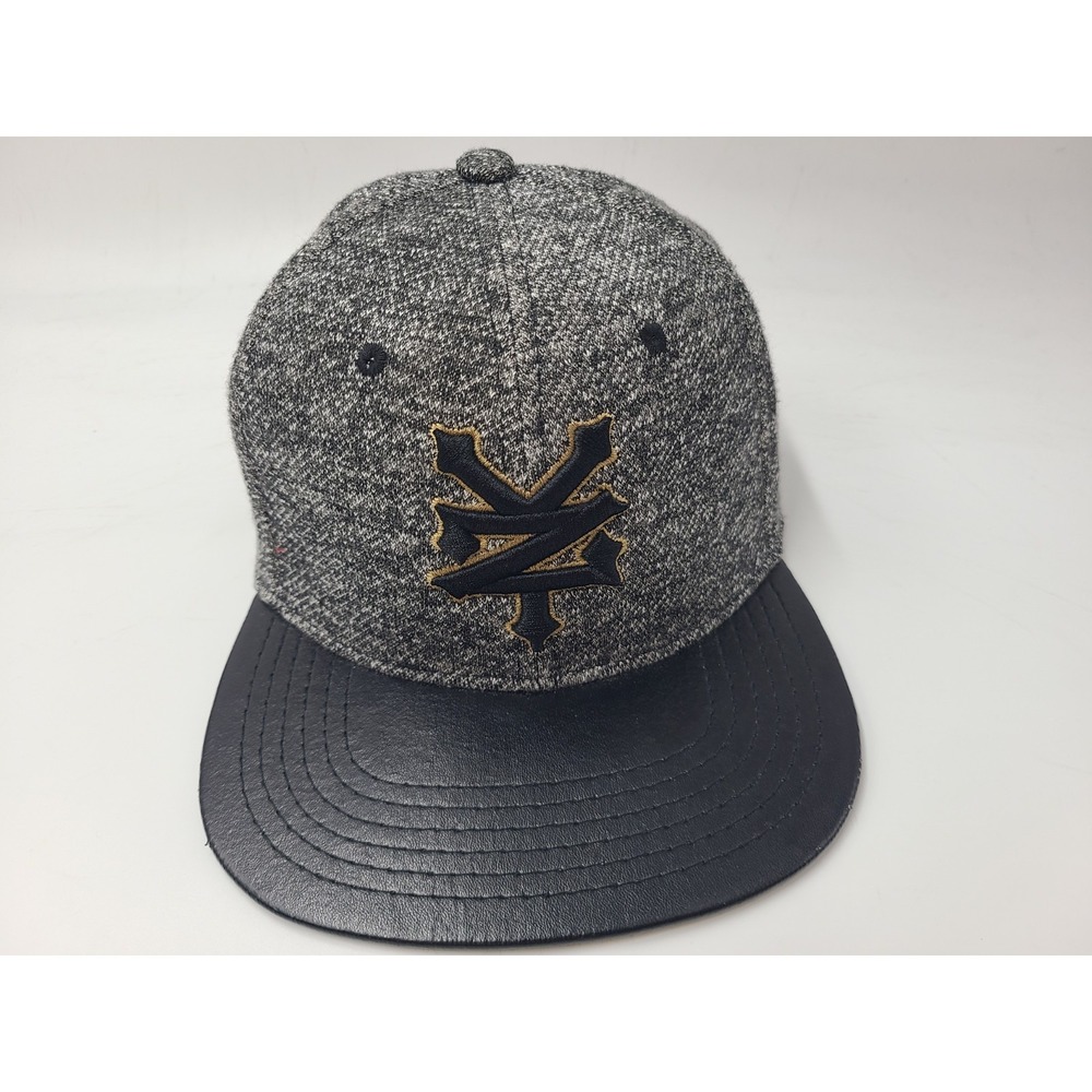 Zoo York Leather Brim Snapback Hat Cap Skate‎ Skateboard Surf ZY Men Gray Black